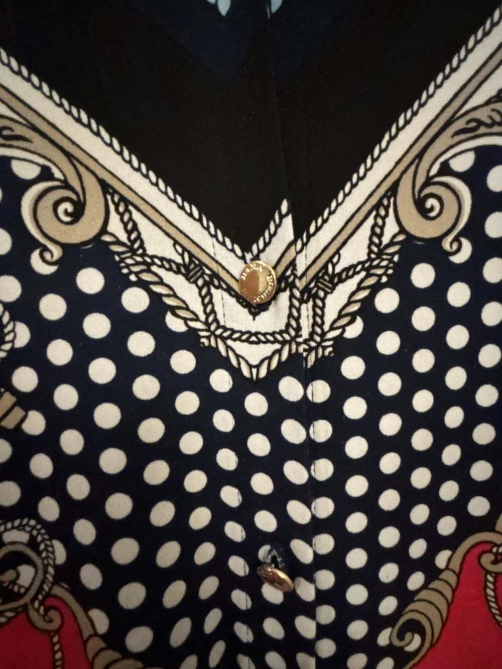 Dana Buchman Nautical Print V-Neck Blouse Size XL - Picture 2 of 6